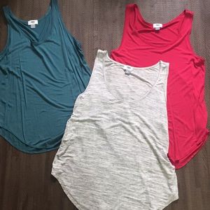 Three Old Navy Tank Tops Pink Gray Turquoise